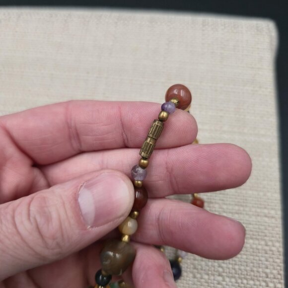 33 Inch Semi Precious Stones Beggar Bead Handmade Necklace B1115 - Picture 5 of 7